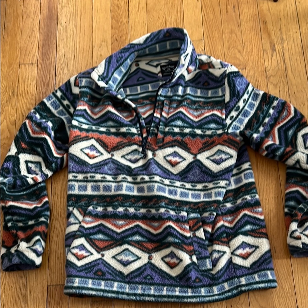 Patterned Men's fleece three quarter zip